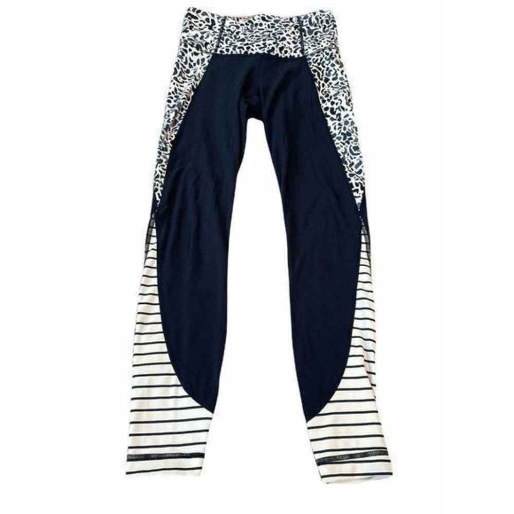 Athleta Petal Salutation 7/8 Ankle Legging XXS Navy Blue‎ White Tight Fit Pant